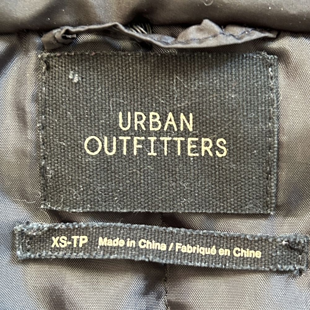 Urban Outfitters Black Green White Striped Puffer Jacket Size XS - Picture 6 of 13